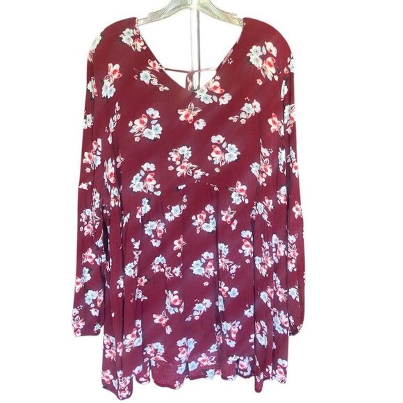 Lane Bryant babydoll peplum floral tunic blouse 26/28 #723 - Picture 1 of 8